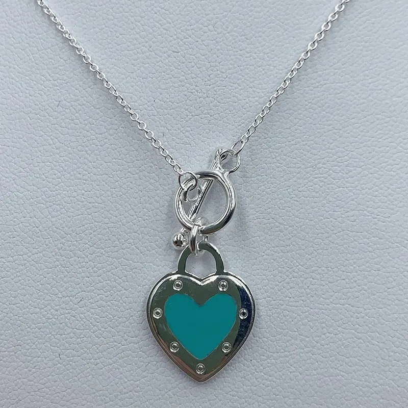 

1:1S925 Sterling Silver Circle Button Heart Pendant Necklaces Original LOGO Jewelry For Lovers Birthday Holiday Anniversary Gift