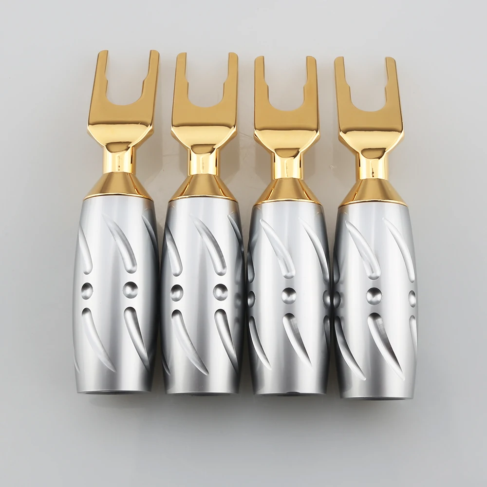 Штекер типа банан, позолоченный, из чистой красной меди, аудиосистема Viborg, 4 шт.