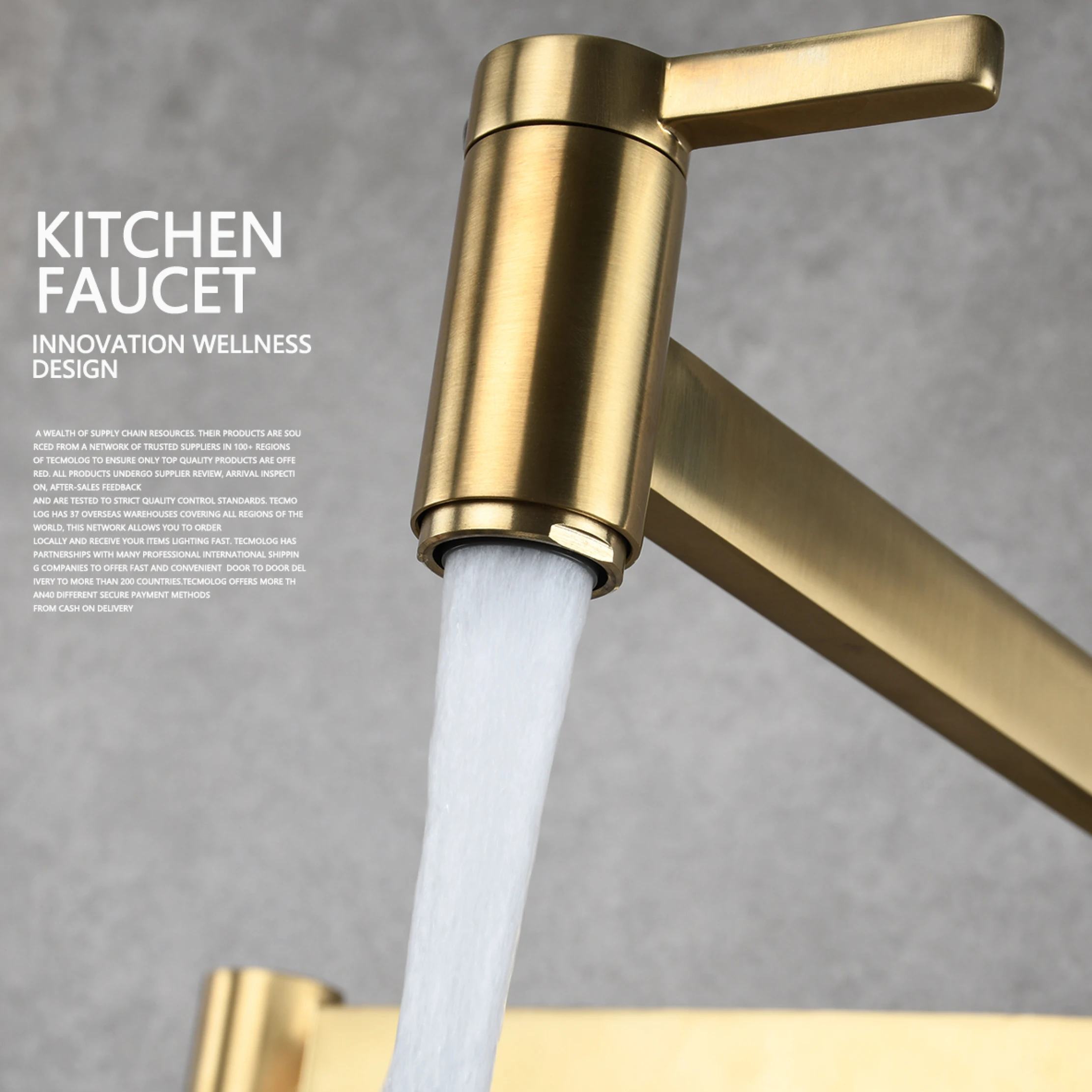 Медная квадратная двойная смеситель на раковину с включением и выключением, для кухни, настенного типа, складной, однокрановый, только холодной воды, для мойки и продления.