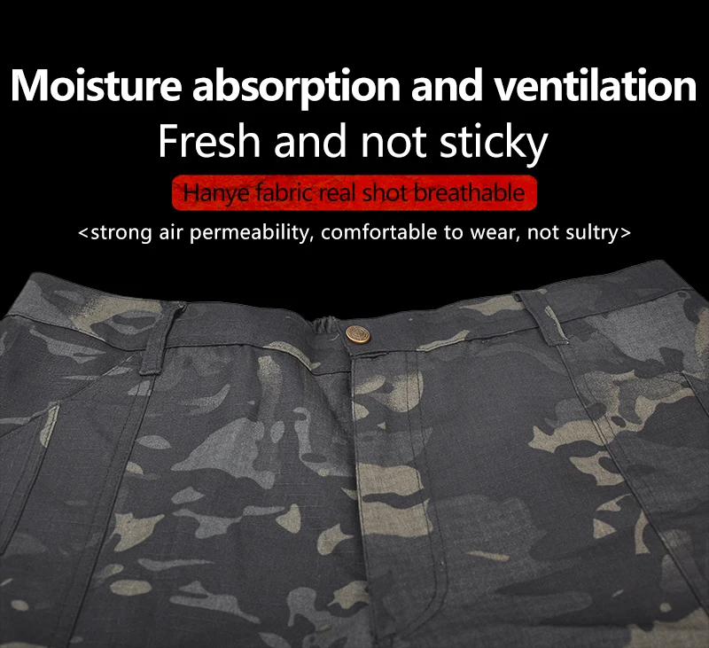 

HAN WILD Military Tactical Pants Waterproof Cargo Pants Men Breathable Army Solid Color Combat Trousers Work Joggers S-3XL
