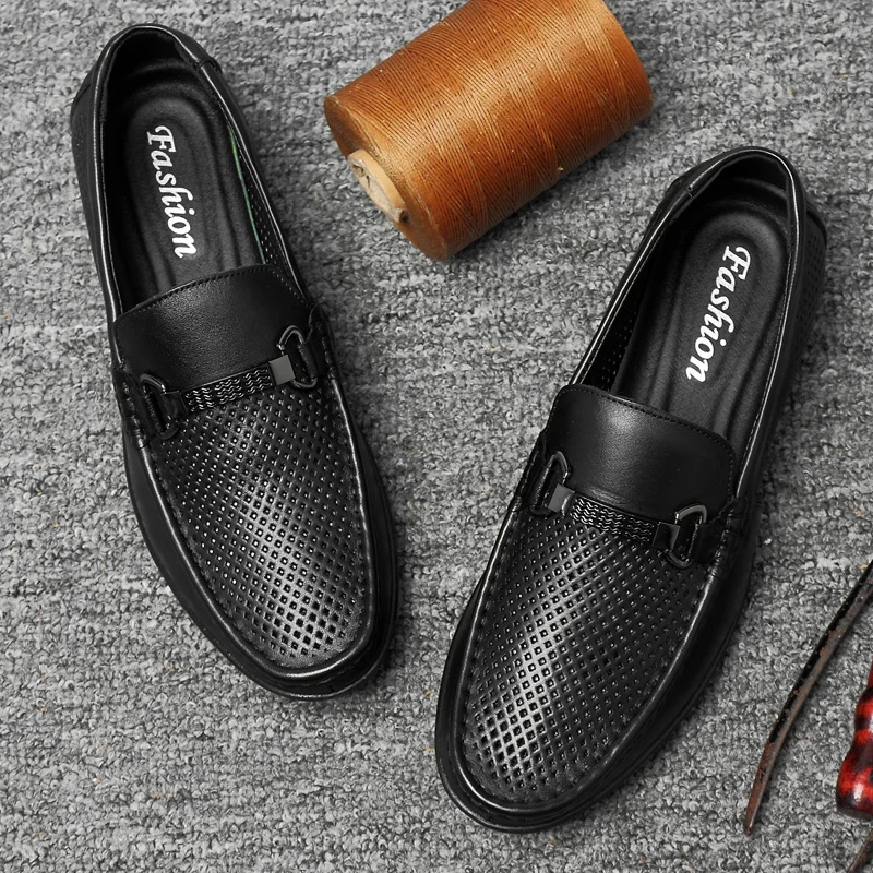 

Men Genuine Leather Shoes Black All Seasons Male Fashion Casual Sneakers Cow Leather Driving Footwear Men Formal Dress Shoes