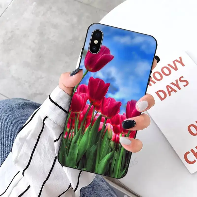 

Tulips flower Spring field Phone Cases for iPhone 11 12 pro XS MAX 8 7 6 6S Plus X 5S SE 2020 XR