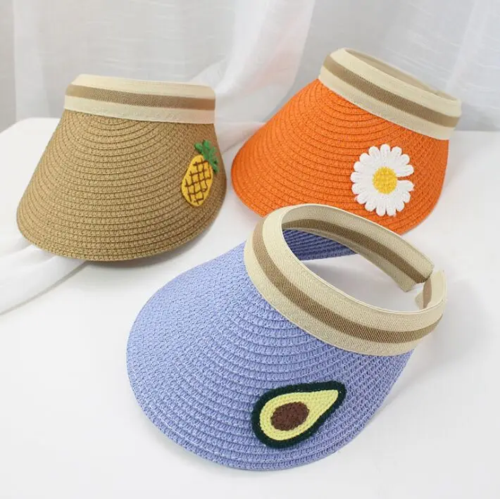 

Summer children girl casual straw hat Sun hat Kids baby boy Cartoon fruit elements UV-protection hat Casquette gorros