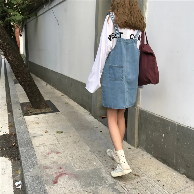 Женское джинсовое платье без рукавов свободное тонкое повседневное мини на