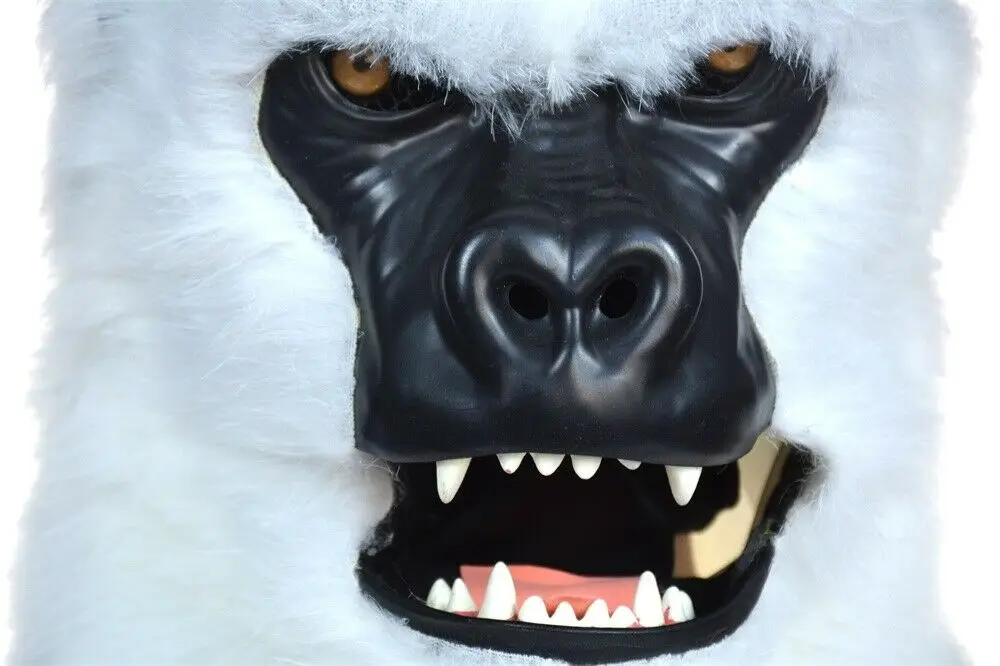 

White orangutan Head Mascot Costume Can Move Mouth Head Suit Halloween Cosplay