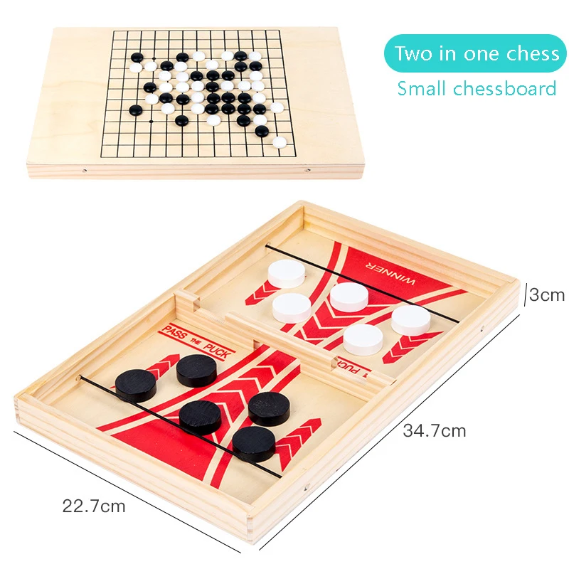 

Two in one Wooden Catapult Parent-child Interaction Children's Desktop Ice Hockey Collision Chess Gobang Puzzle Board Game Toy