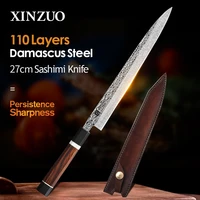 xinzuo 10 5 inch sushi sashimi knife japanese yanagiba fishing knife kitchen salmon knives sushi tool with leather sheath