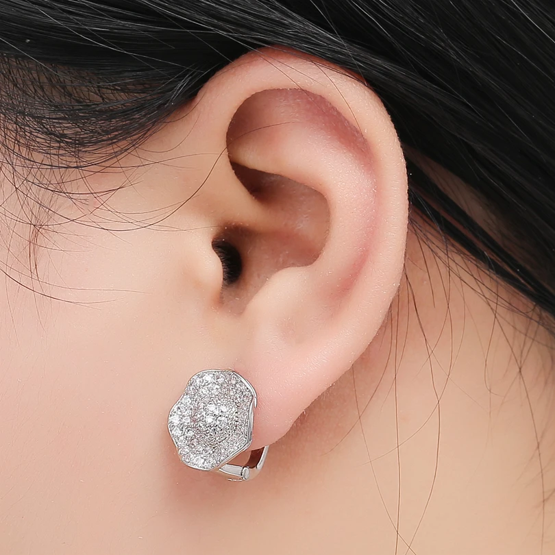 Женские круглые серьги кольца с фианитом 12 различных стилей|Серьги-кольца| |