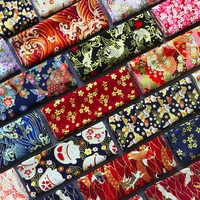 japanese style fabric bronzing cotton gold powder cherry blossom wave dragonfly crane carp printing cloth for diy handmade bags