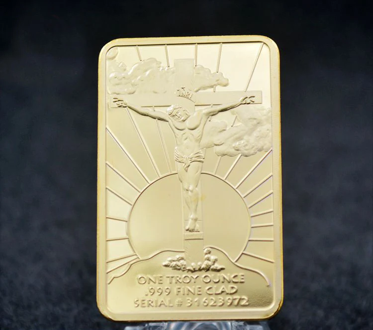 Юбилейная монета с изображением Иисуса Христа и ангела 1 унция 999 золотой