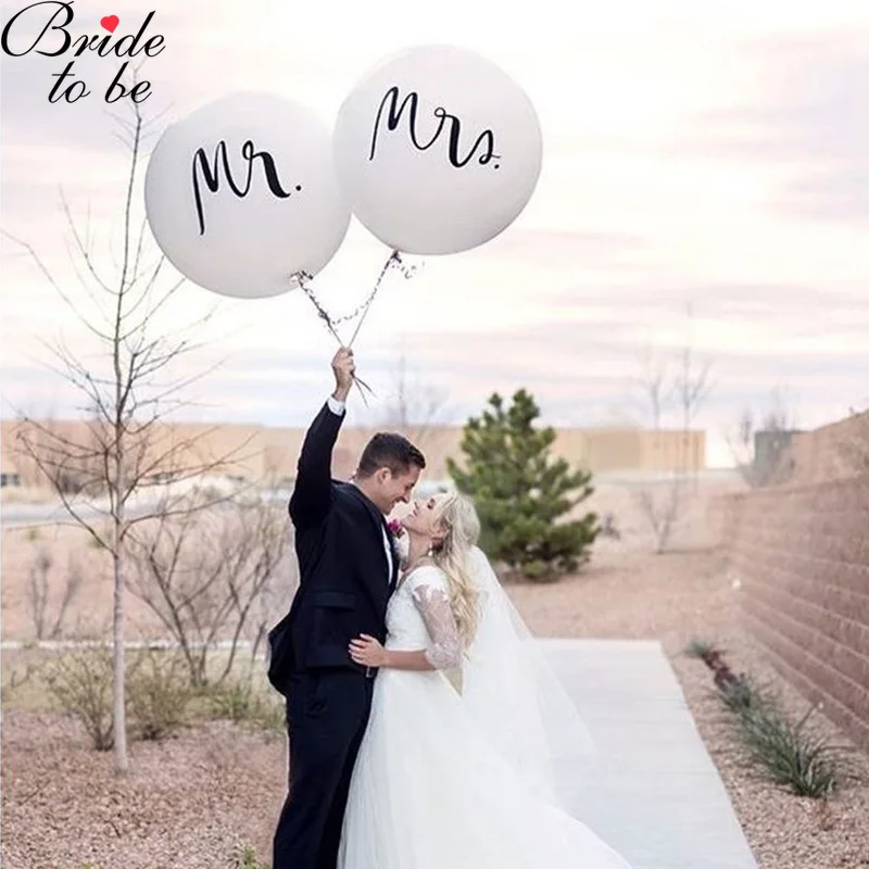 Большие размеры 36 дюймов Mr Mrs из белого латекса воздушные шары для свадебной