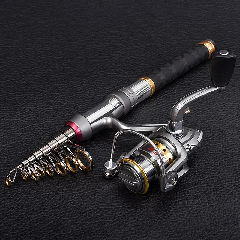

LEO Fishing Rod Reel Combo Carbon Telescopic Fishing Pole Spinning Reels with Fishing Carrier Bag for Travel Fishing