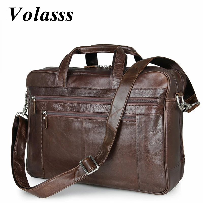 Men Briefcase Genuine Leather Handbags For 17