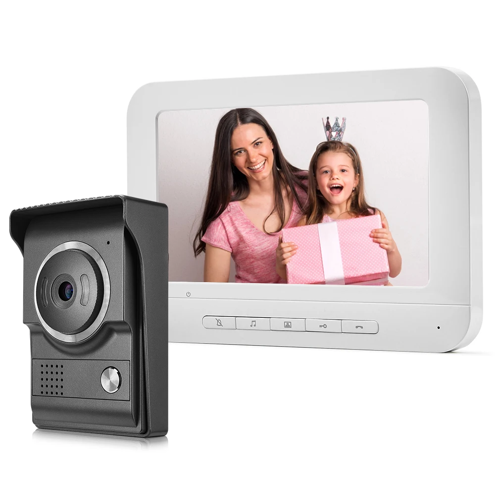 Video Door Phone Wired 7 Inch Intercom System With Waterproof Camera Viewer IR Night  Vision Intercom System for Private Home