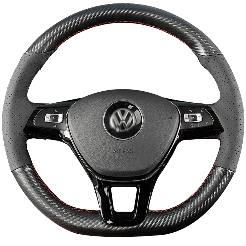 

For Volkswagen Sagitar Lavida Magotan Lamando Golf 7 polo Tharu Tayron DIY hand-stitched leather car steering wheel cover