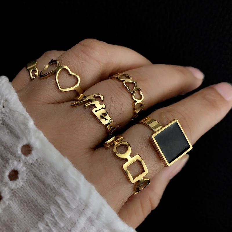 

Bling Punk Jewelry Women Rings Boho Ring Set Vintage Sale Undefined Wholesale Bague Femme for Girls Bts Accesorios Christmas 202