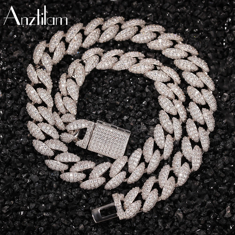 12mm High-End Cooper Full Bling Zircon Cuban Miami Chain Iced Out Necklace Long Link Chain Choker for Men Rapper Jewelry