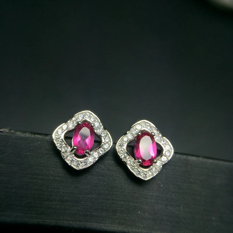 MeiBaPJ Natural Pink Topaz Flower Earrings Real 925 Silver Fine Charm Jewelry for Women | Украшения и аксессуары