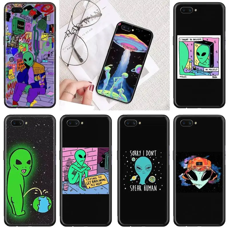 Инопланетянин НЛО с мультяшным рисунком блестящая милая фотография для OPPO F 1S 7 9 K1