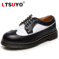 new mens and womens leather martin shoes fashionable casual brooch couple shoes british high end thick line low top shoes