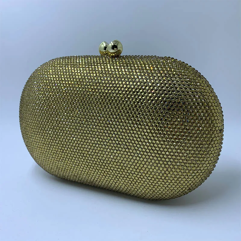 gold Новая овальная Золотая Женская сумочка, вечерние клатчи и вечерние сумки с кристаллами и стразами, вечерние платье для свадьбы выпускного - Цвет: gold