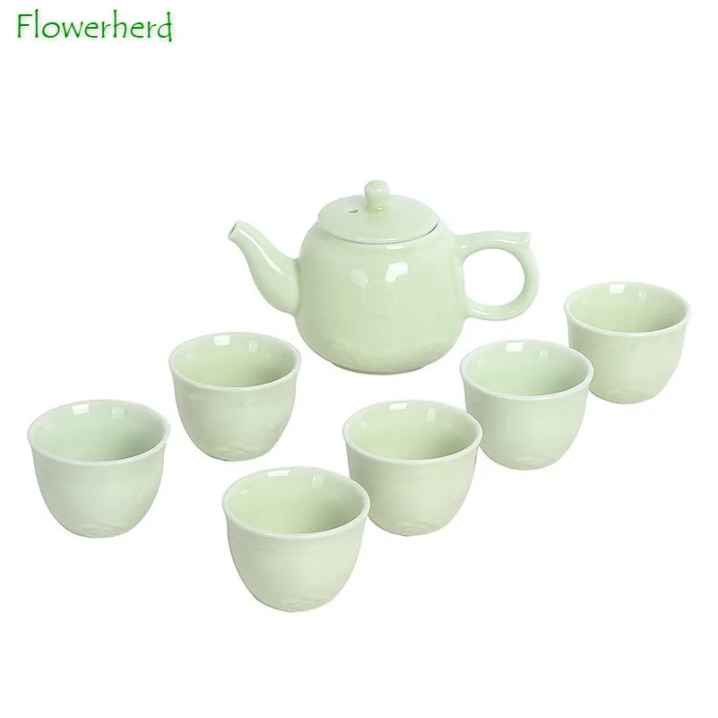 Цвет морской волны Керамика фарфор Чай комплект посуда чашки чайный набор кунг