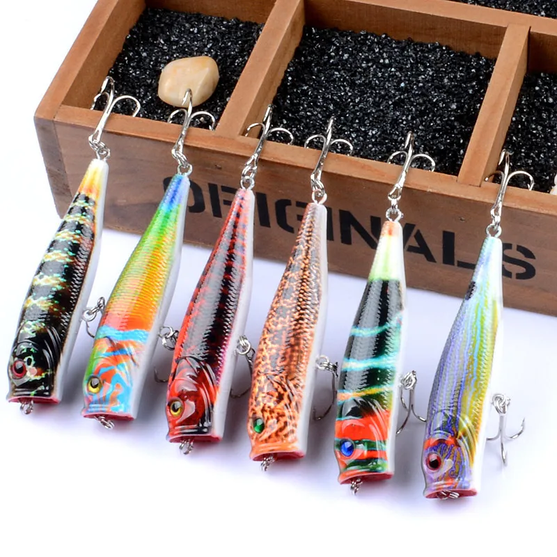 

9cm/14.4g Popper Lure Fishingfor Lures Water Surface Wave Lying Bait Magic Color Coated Plastic Hard Bait Superbait Lure