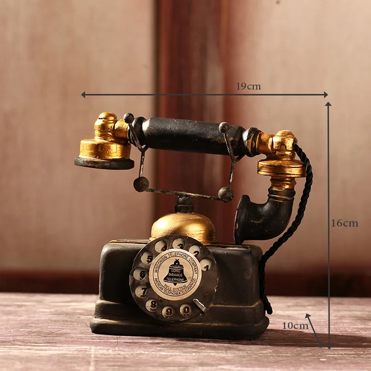 

New Hot Creative Promotional Gift Retro Telephone Model Antique Desktop Ornament Craft Home Decoration Figurines Specific Gift