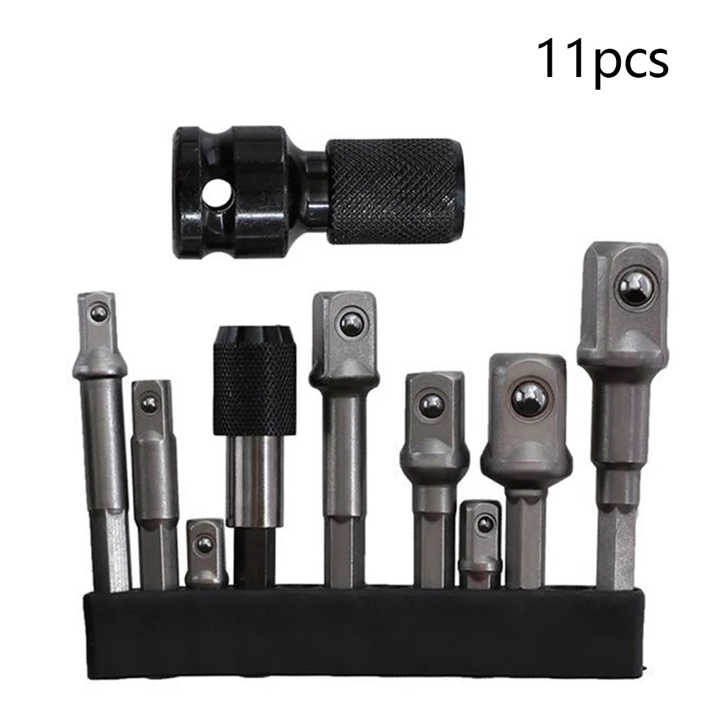 

10PCS Sleeve Adapter Set Square Sockets Extension Hex Shank Connection Rod Conversion Tools Suitable For Screwdriver Tool