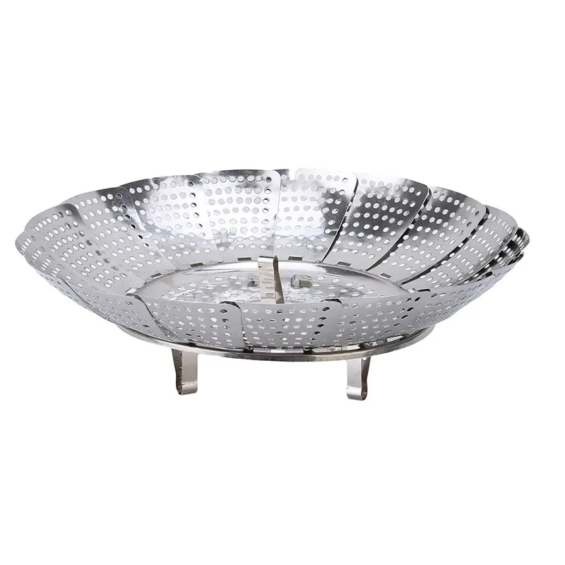 Size S 21CM 21/26/28 см нержавеющая Еда пароход Пароварка с выдвижными ящиками Кухня складной Паровая чаша Овощной Пароварка для фруктов корзина PC679584 - Цвет: Size S 21CM