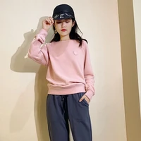 korean version of loose and simple long sleeved pullover sweater for fallwinter new style plus velvet padded sweater