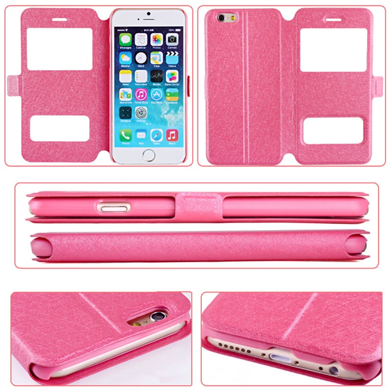 Флип-чехол для iphone 8 7 6S 6 Plus с двойным окном кожаный кошелек подставкой откидная