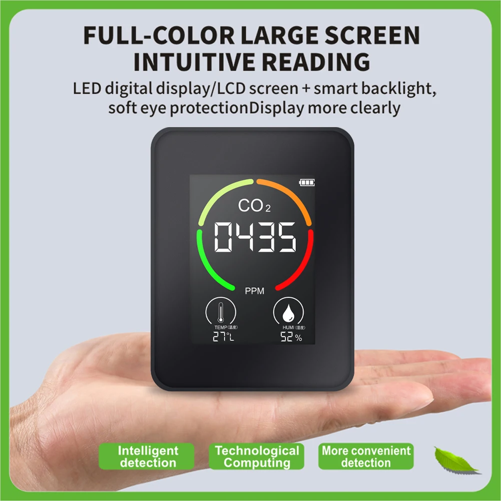 Indoor Intelligent CO2 Detector Thermohygrometer Home Digital Air Quality Analyzer Household Pollution Monitor | Инструменты