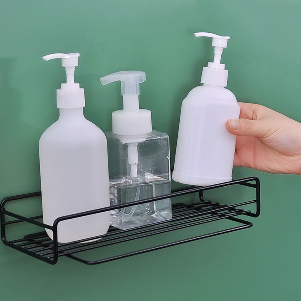 

Bathroom Storage Rack Wall Mount Nail-free Kitchen Holder Rack (Black)