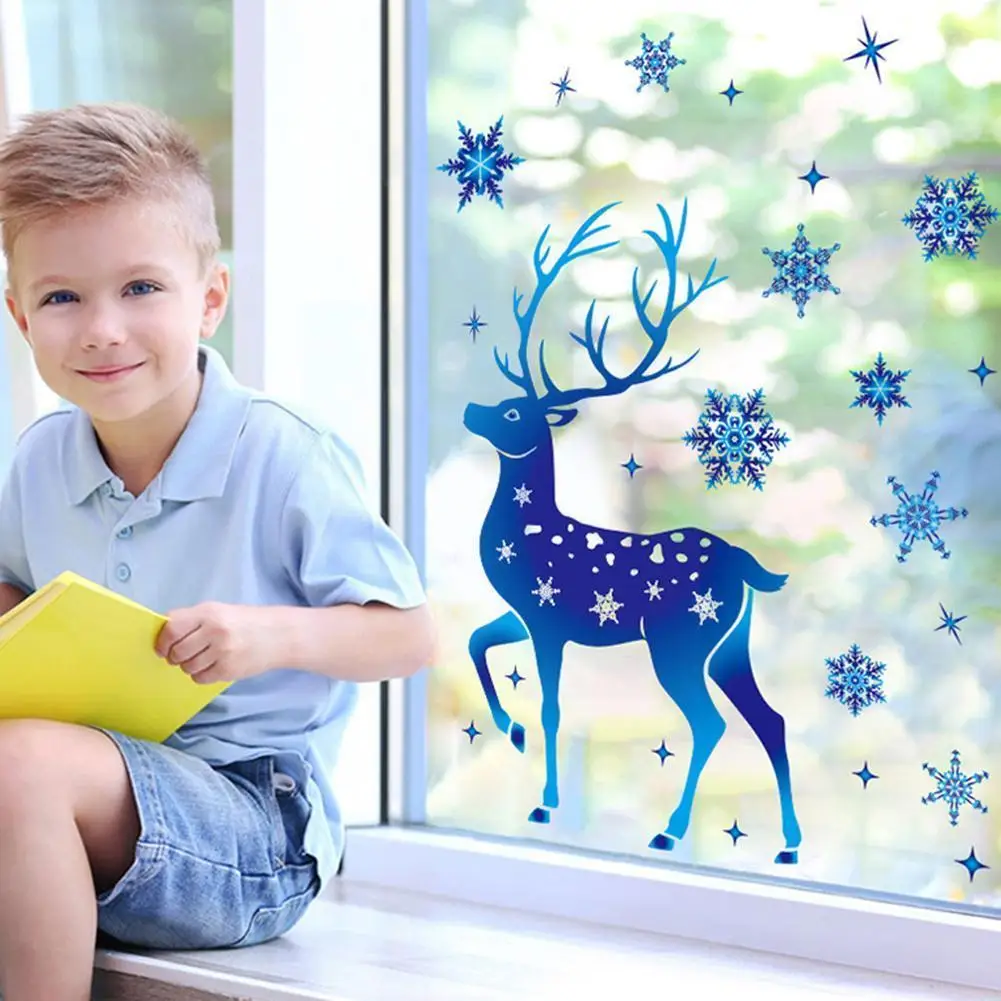 

Christmas Sticker Santa Claus Xmas Elk Snowflake Faceless Stickers Merry Navidad Christmas 2022 For Home Decor Window L9J4