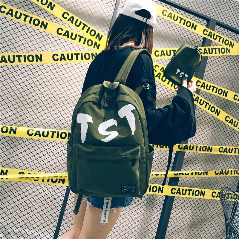 Корейская версия подходящего цвета холстины буквы ТСТ рюкзак женский новый