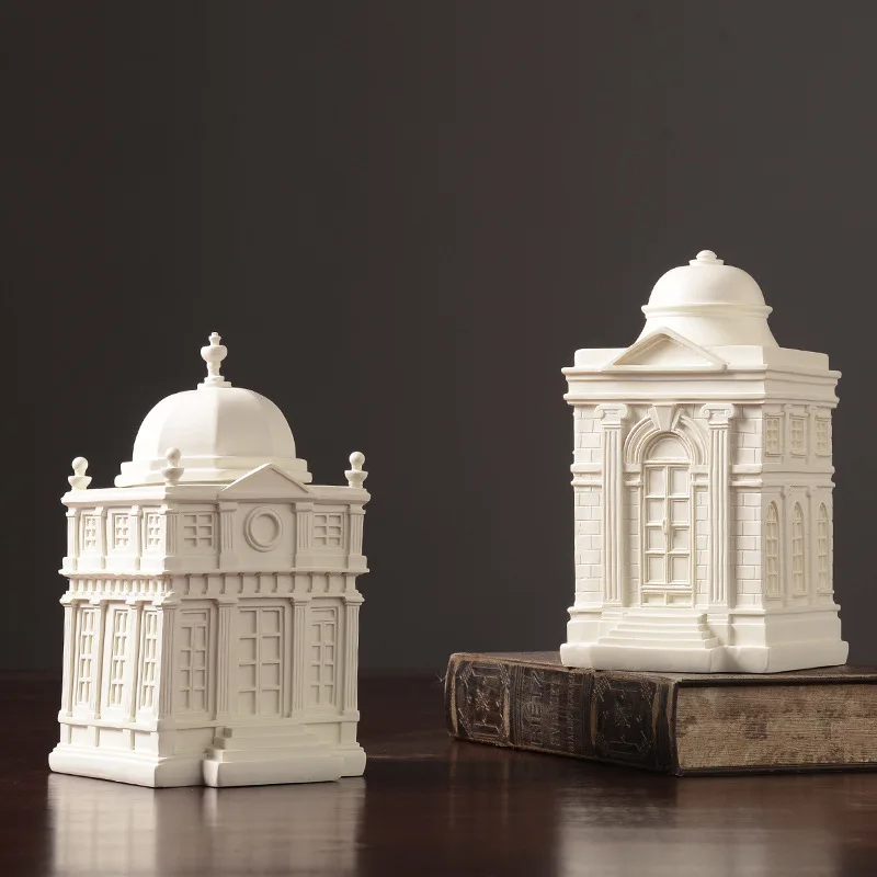 

European Architecture House Resin Decorations For Living Room Creative Art Classical Sample Room Study Hallway Home Decorations