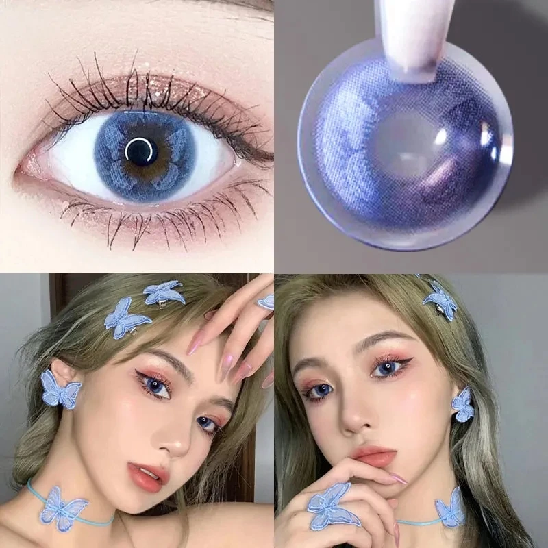 

Colored Contacts Prescription 2pcs/pair Blue Brown Myopia Contact Lens for Eyes Beautiful Pupil Yearly Cosmetic Degree Lenses