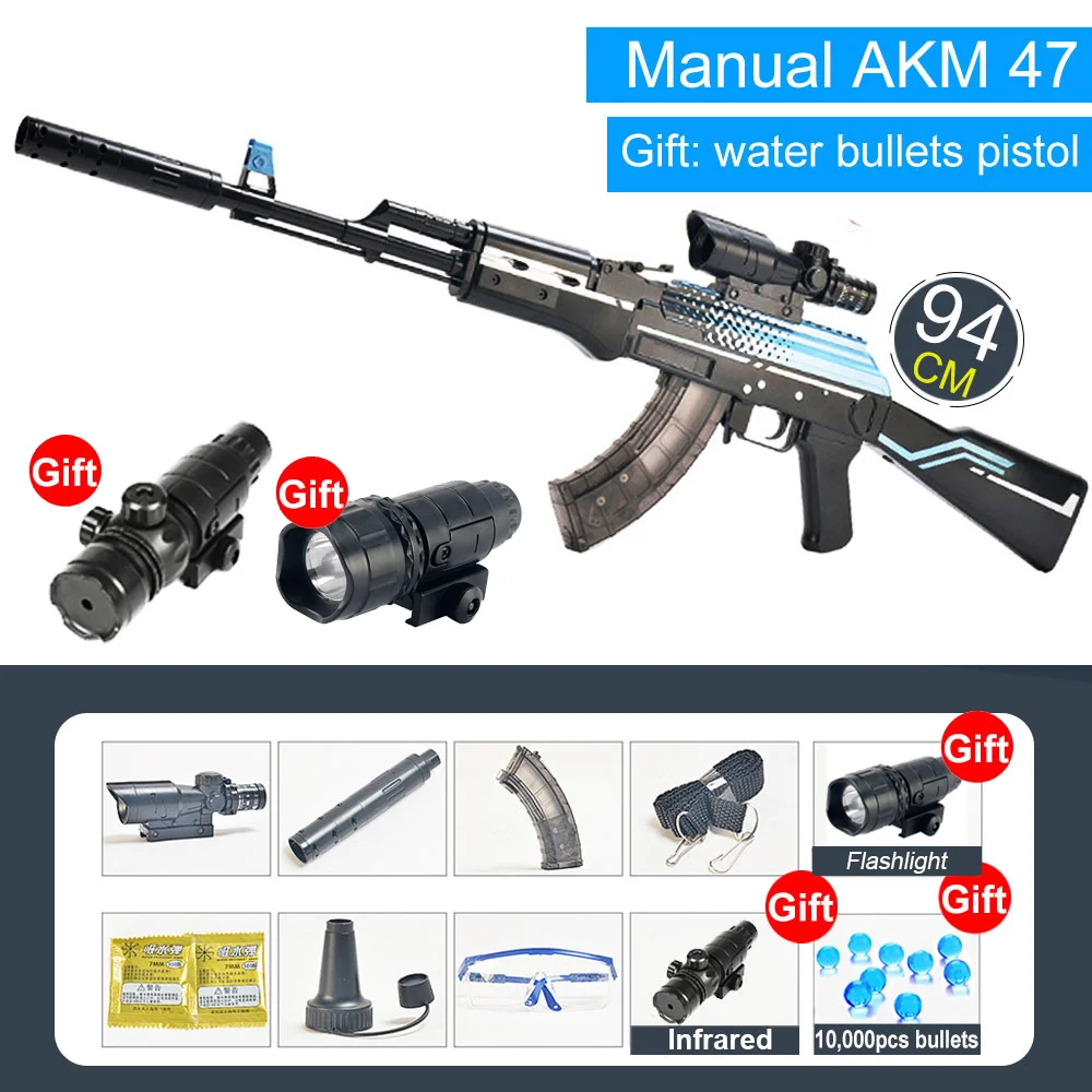 

AKM AK47 Manual Airsoft Gun Simulation Model Toy Guns For Boys With Bullet AK 47 Sniper Rifle CS Shooting Game Outdoor Game