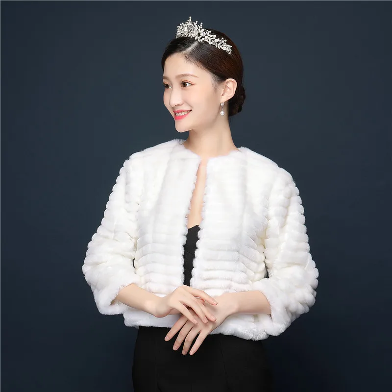Накидка болеро из искусственного меха для свадебной вечеринки|Свадебные