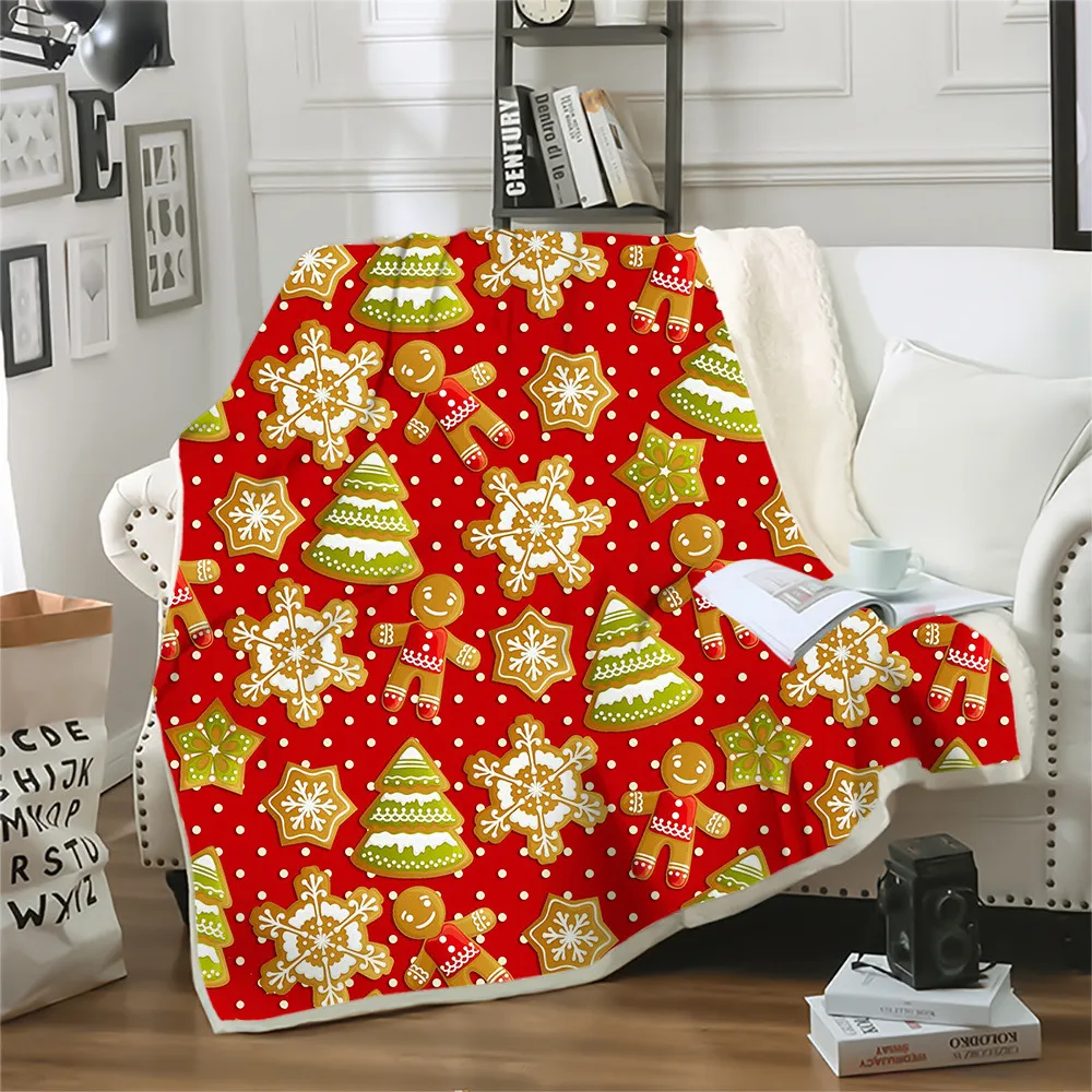 CLOOCL Christmas Blankets 3D Graphics Cartoon Santa Leaves Cerries Plush Quilt Keep Warm Double Layer Blanket Festival Gifts | Дом и сад