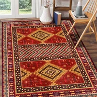 european style geometric rug persian ethnic style wine red carpet living room bedroom bedside carpet kitchen bathroom floor mat