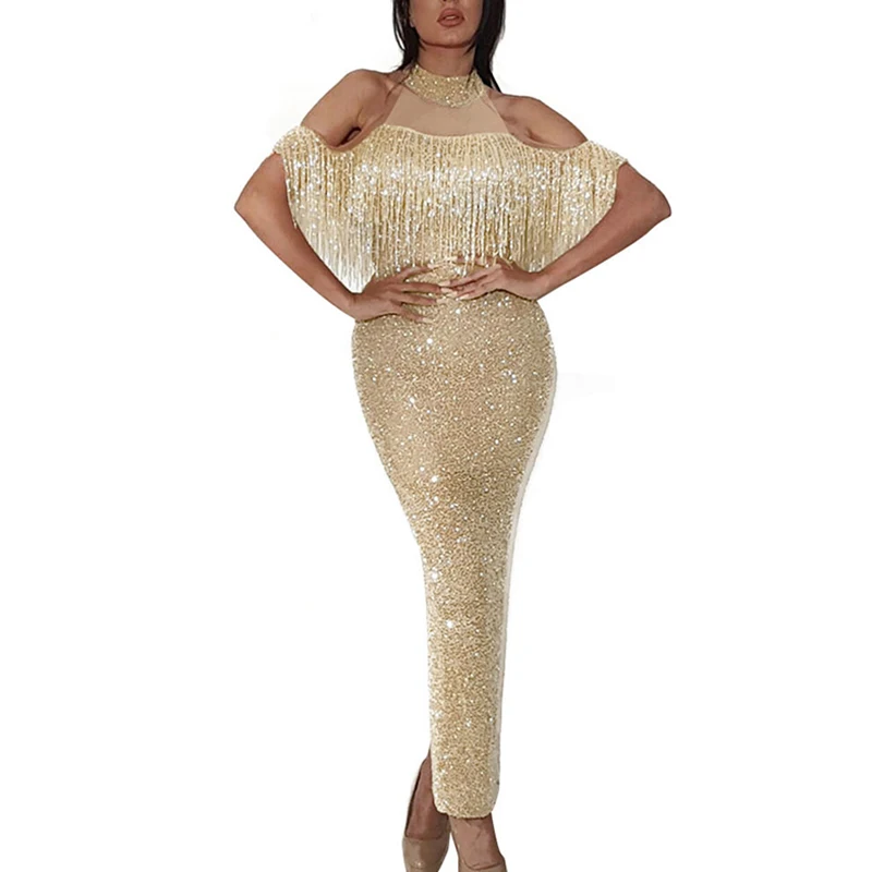 Женское платье с разрезом элегантный Секи обтягивающая открытыми плечами