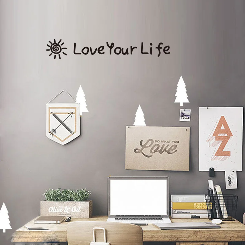 

Love Your Life Wall Sticker Bedroom living room decoration English Proverbs Stickers wallpaper Removable Mural