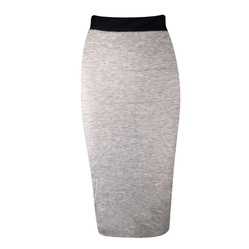 

New Ladies Office Stretch Bodycon Midi Skirt Women Pencil Skirt Female High Waist Mid-Calf Skirt Slim Plus Size XL