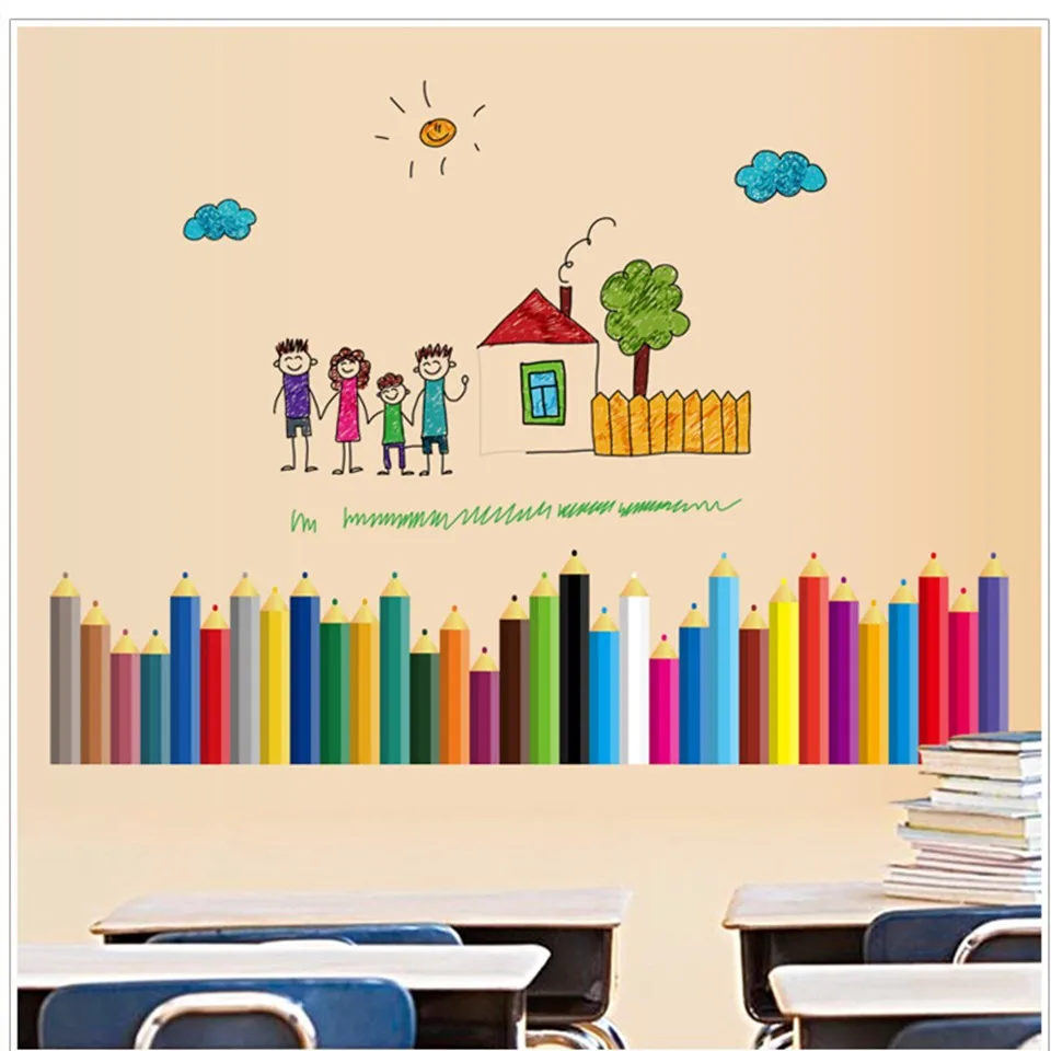 Цветной пенал семейные наклейки самоклеящиеся водонепроницаемые сделай сам