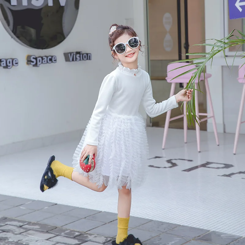 

Girls Long-sleeved Christmas Dress Spring Autumn Winter New Thickening Children Cotton Toddler Girl Princess Dresses GDR736