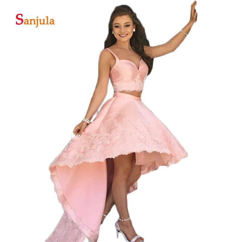 Высокая Низкая из двух частей платья для выпускного вечера 2019 Милая майка