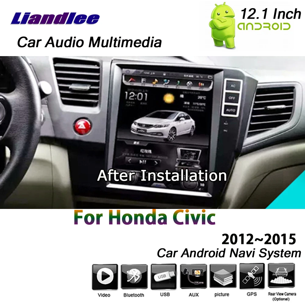 

Car Android GPS Navigation Multimedia Radio For Honda Civic 2012 2013 2014 2015 Car Tesla Screen DVR Driving Video Recorder