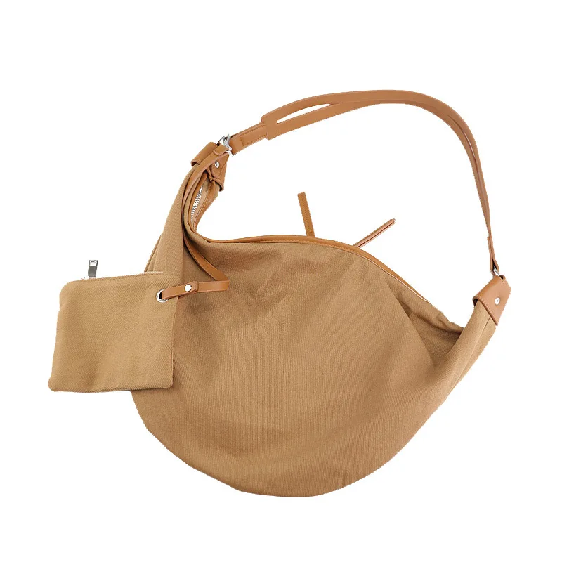 

Canvas Bag Leisure Solid Color Hanging Bag Dumplings Ins Fashion Purse Shoulder Messenger Bag
